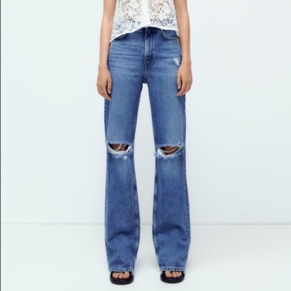 Zara Ripped Wide Legged Jeans